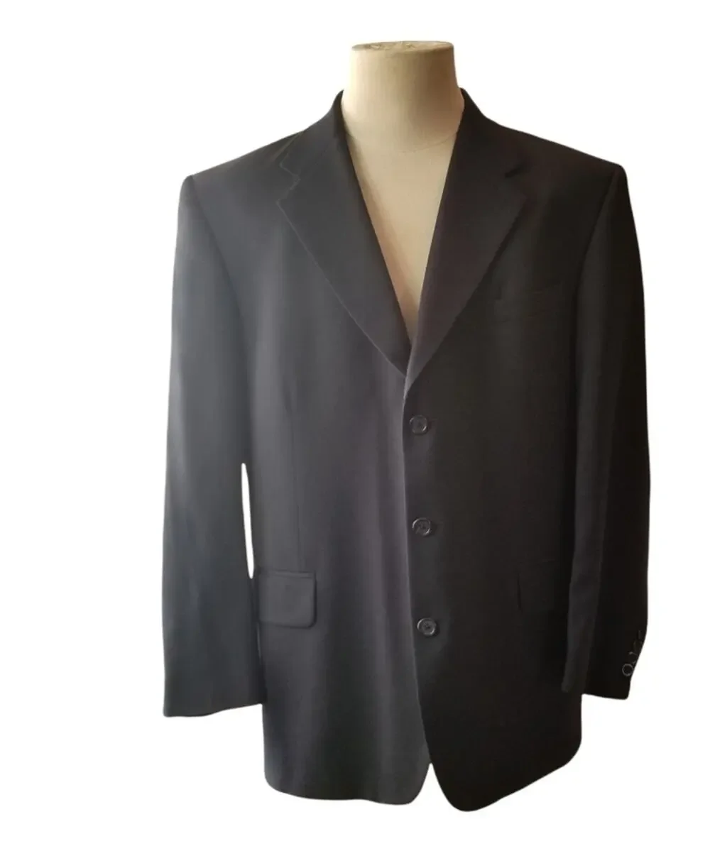 Stafford 44R Suit Jacket / Sport Coat Navy Blue 100% Pure New Wool